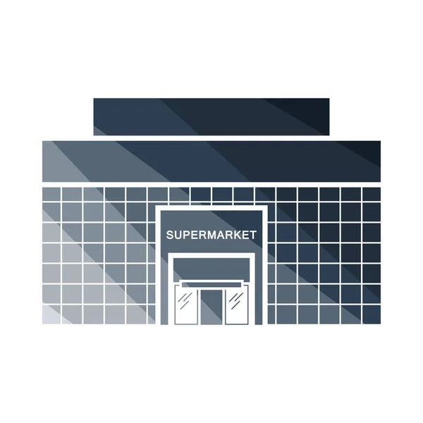Supermarkt Building Icon Vlakke Kleur Ontwerp Vector Illustratie — Stockvector