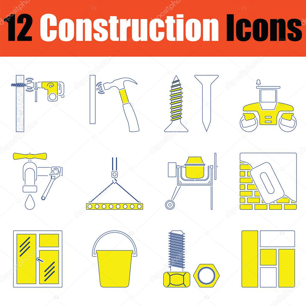 Construction icon set. Thin line design. Vector illustration.