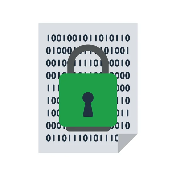 Data Security Icon Sheet Binary Code Lock Flat Color Design — Stock Vector