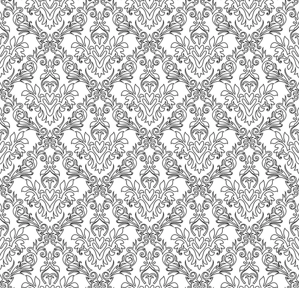 Damask Seamless Outline Pattern — Stock Vector