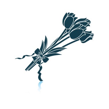 Lale buketi simgesi berabere kalan yay ile