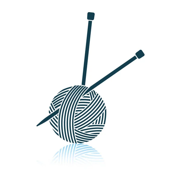 Garen bal met breinaalden pictogram — Stockvector