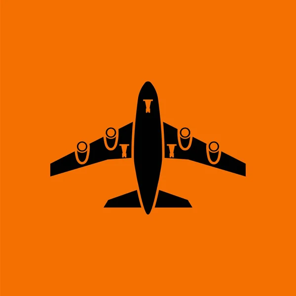 Avión despegue icono vista frontal — Vector de stock