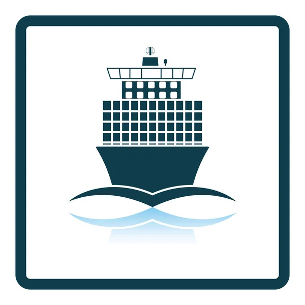 Konténer hajó ikon elülső nézete — Stock Vector