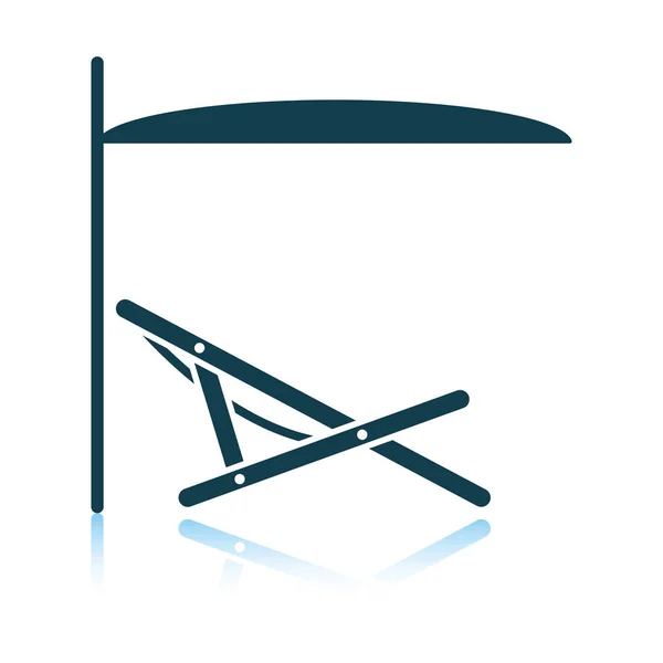 Sea beach recliner with umbrella icon — Stock Vector