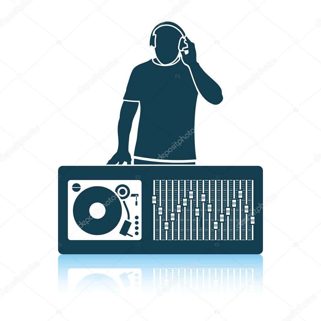 DJ icon. Shadow reflection design. Vector illustration.