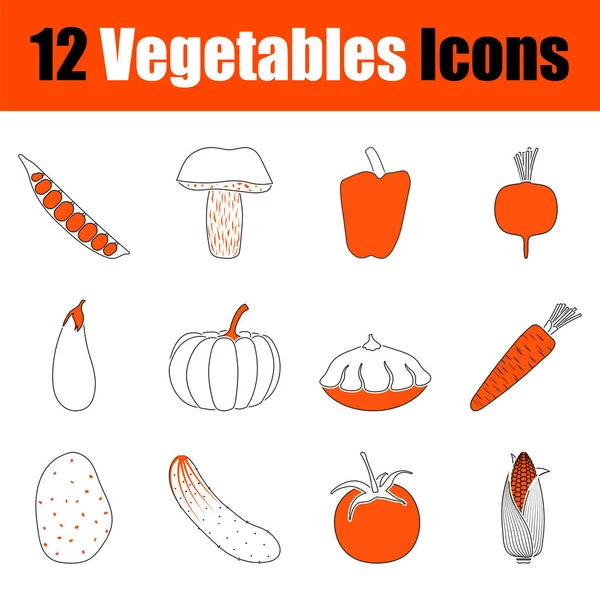 Conjunto de 12 ícones de vegetais —  Vetores de Stock