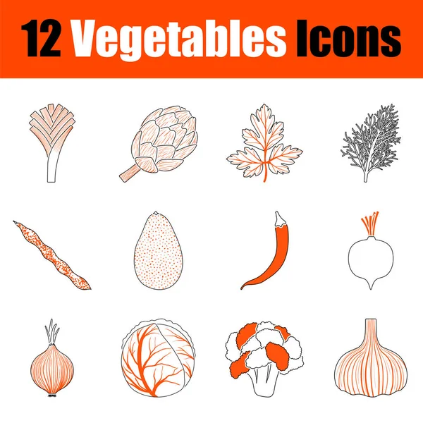 Conjunto de 12 ícones de vegetais —  Vetores de Stock