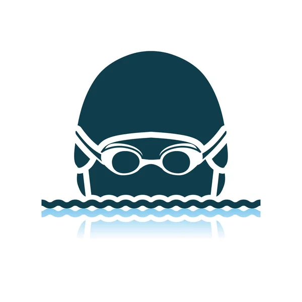 Úszás férfi fej ikon — Stock Vector