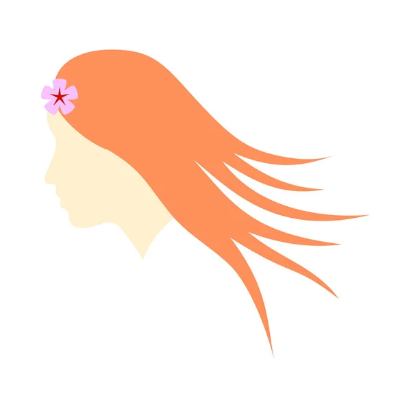 Saç simgesi çiçek ile Kadın Baş — Stok Vektör