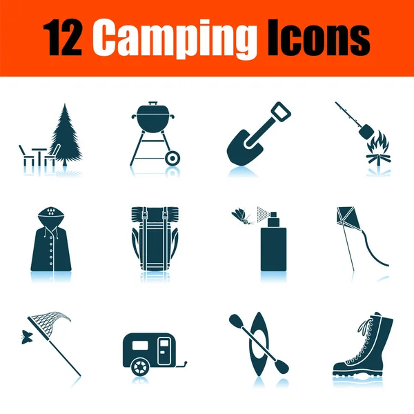 Conjunto de icono de camping — Vector de stock