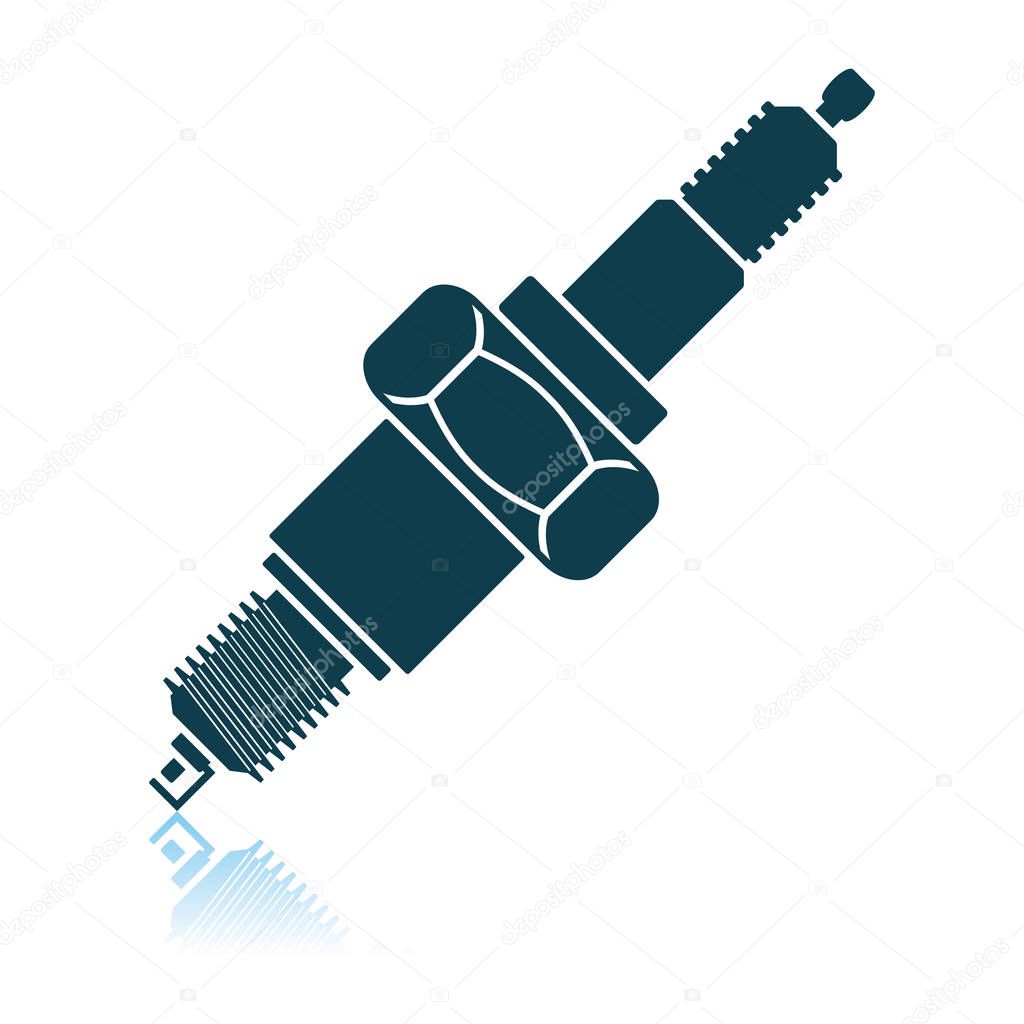 Spark Plug Icon. Shadow Reflection Design. Vector Illustration.