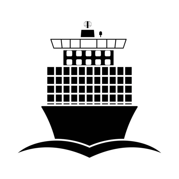 Container Ship Icon Front View — Stock Vector