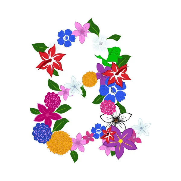 Floral Alphabet Letter — Stock Vector