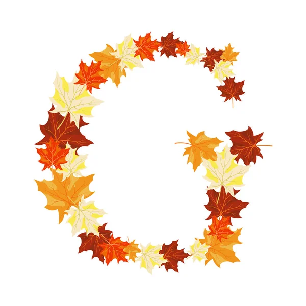 Autumn Maples Leaves Letter — Stock Vector