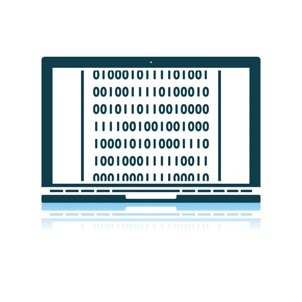 Ordenador portátil con código binario icono — Archivo Imágenes Vectoriales