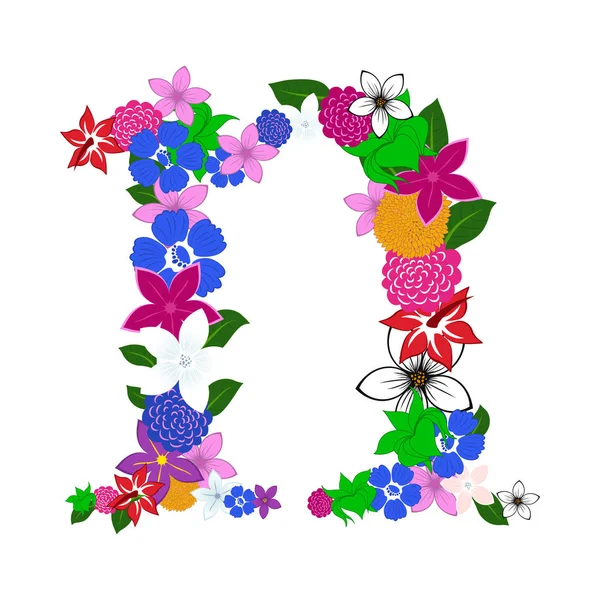 Floral Alphabet Letter — Stock Vector