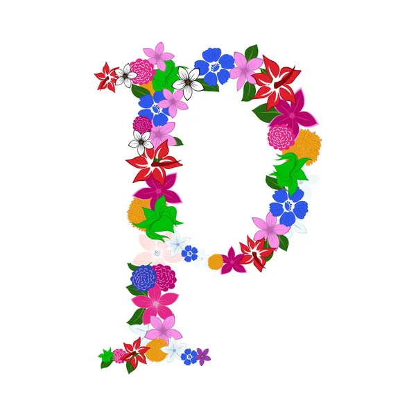 Letra alfabeto floral — Vetor de Stock