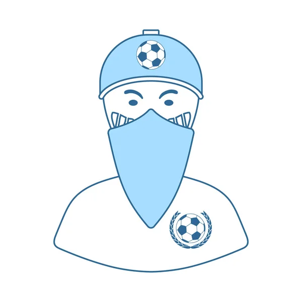 スカーフのアイコンで顔を覆われたフットボールのファン — ストックベクタ