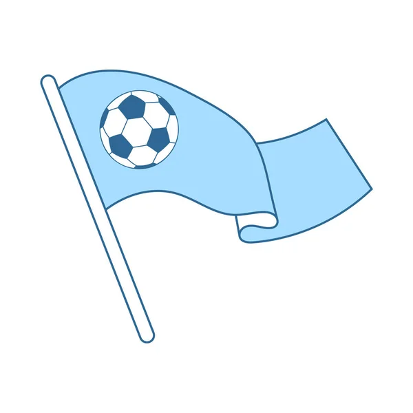 Τους οπαδούς ποδοσφαίρου που κυματίζει η σημαία με το εικονίδιο μπάλα ποδοσφαίρου — Διανυσματικό Αρχείο