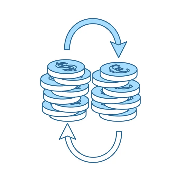 Monete in euro Dollaro icona stack — Vettoriale Stock