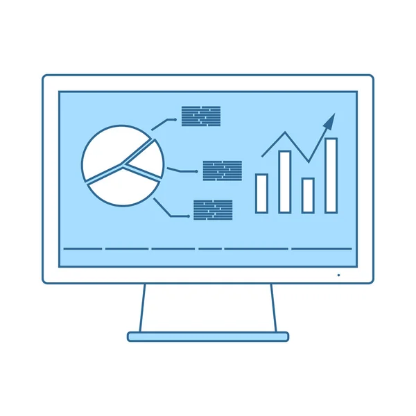 Monitor mit Analytics-Diagramm-Symbol — Stockvektor