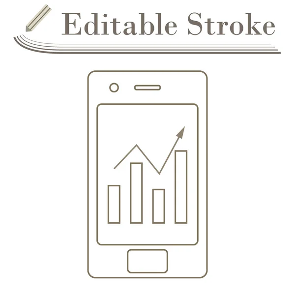 Smartphone con icono de diagrama de analítica — Vector de stock