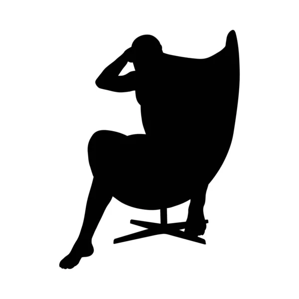 Sentado Pose hombre silueta — Vector de stock