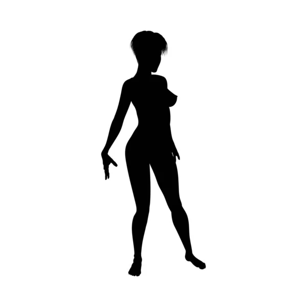 Nackte sexy Mädchen Silhouette — Stockvektor