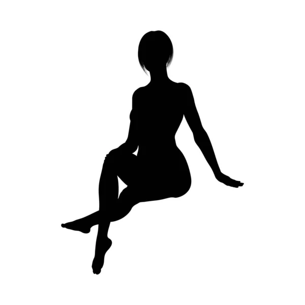 Desnudo sexy niñas silueta — Vector de stock