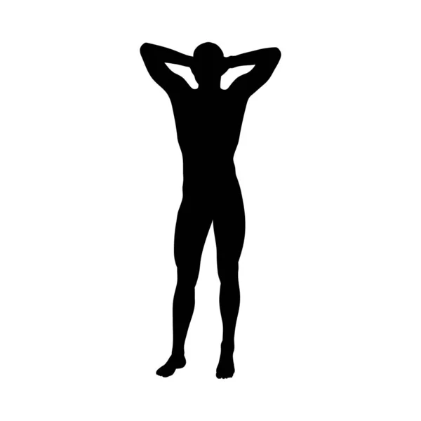 De pie Pose hombre silueta — Vector de stock