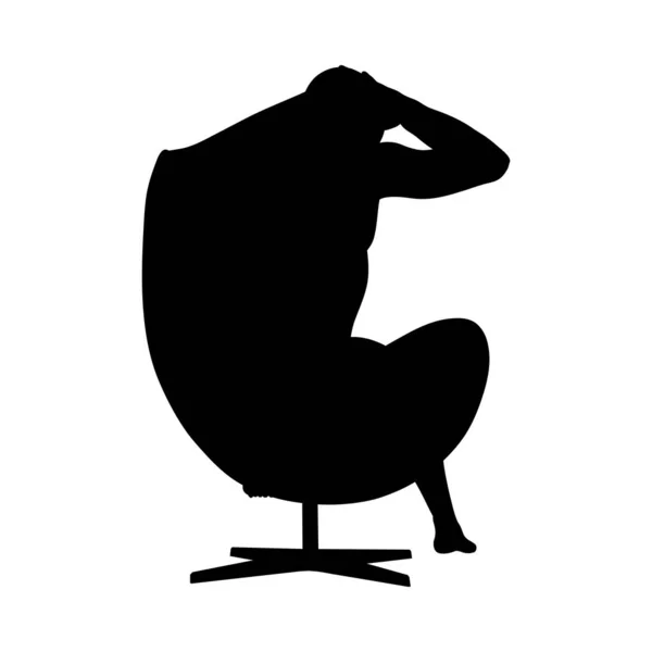 Sentado Pose hombre silueta — Vector de stock