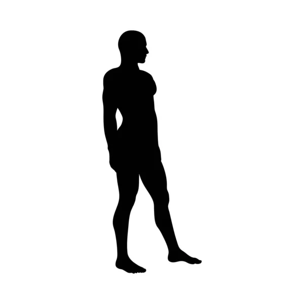 Standing Pose Man Silhouette — Stock Vector