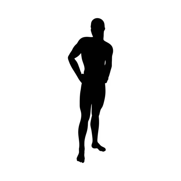 De pie Pose hombre silueta — Vector de stock