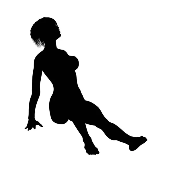 Nackte sexy Mädchen Silhouette — Stockvektor