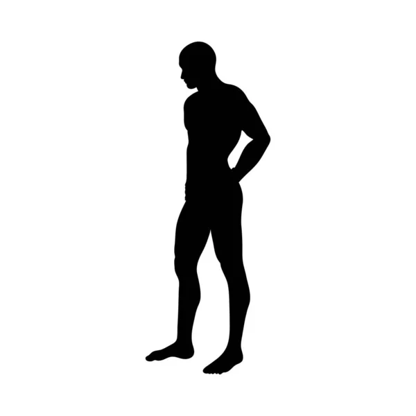 De pie Pose hombre silueta — Vector de stock