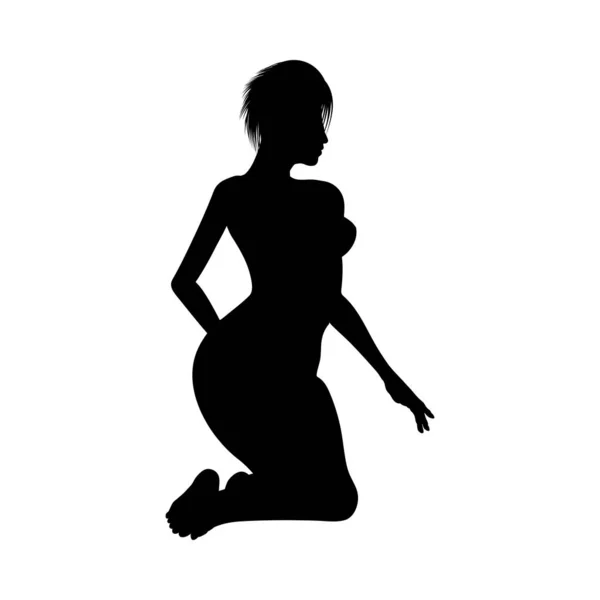 Gadis telanjang seksi siluet - Stok Vektor