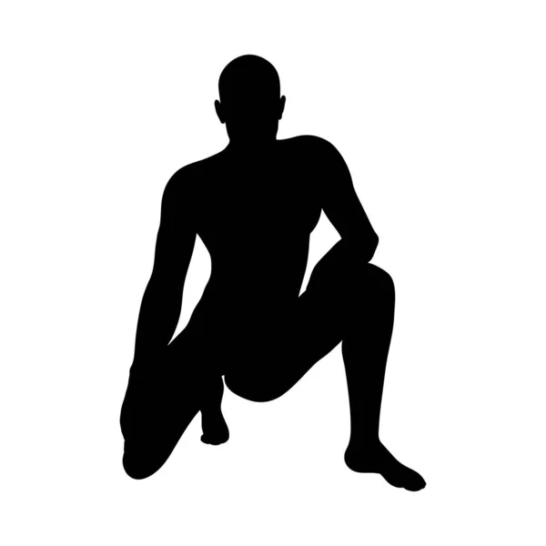 Sitting Pose Man Silhouette — Stock Vector