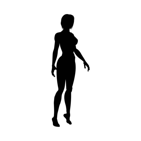 Nackte sexy Mädchen Silhouette — Stockvektor