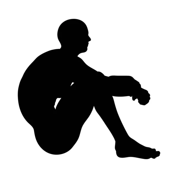 Sentado Pose hombre silueta — Vector de stock