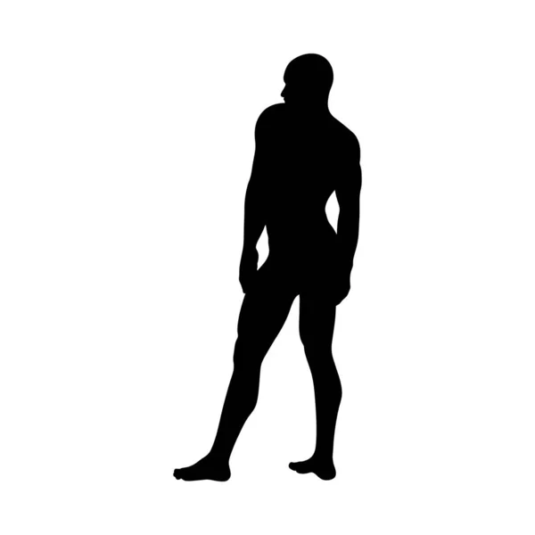 Standing Pose Man Silhouette — Stock Vector