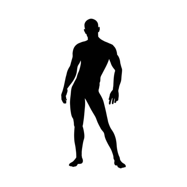 Standing Pose Man Silhouette — Stock Vector