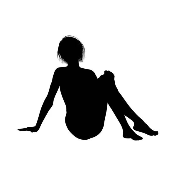Çıplak seksi kız siluet — Stok Vektör