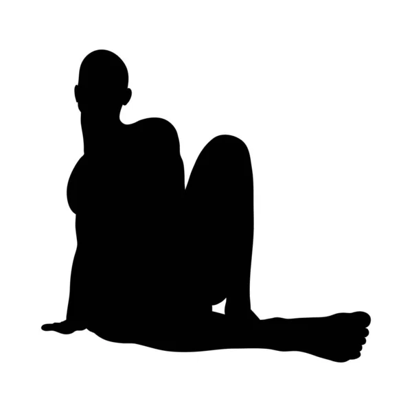 Sentado Pose hombre silueta — Vector de stock