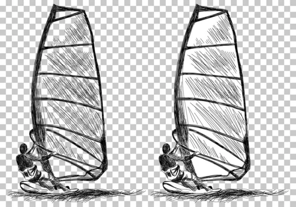Schizzo windsurf — Vettoriale Stock