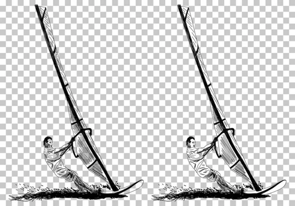Vindsurfing skiss — Stock vektor