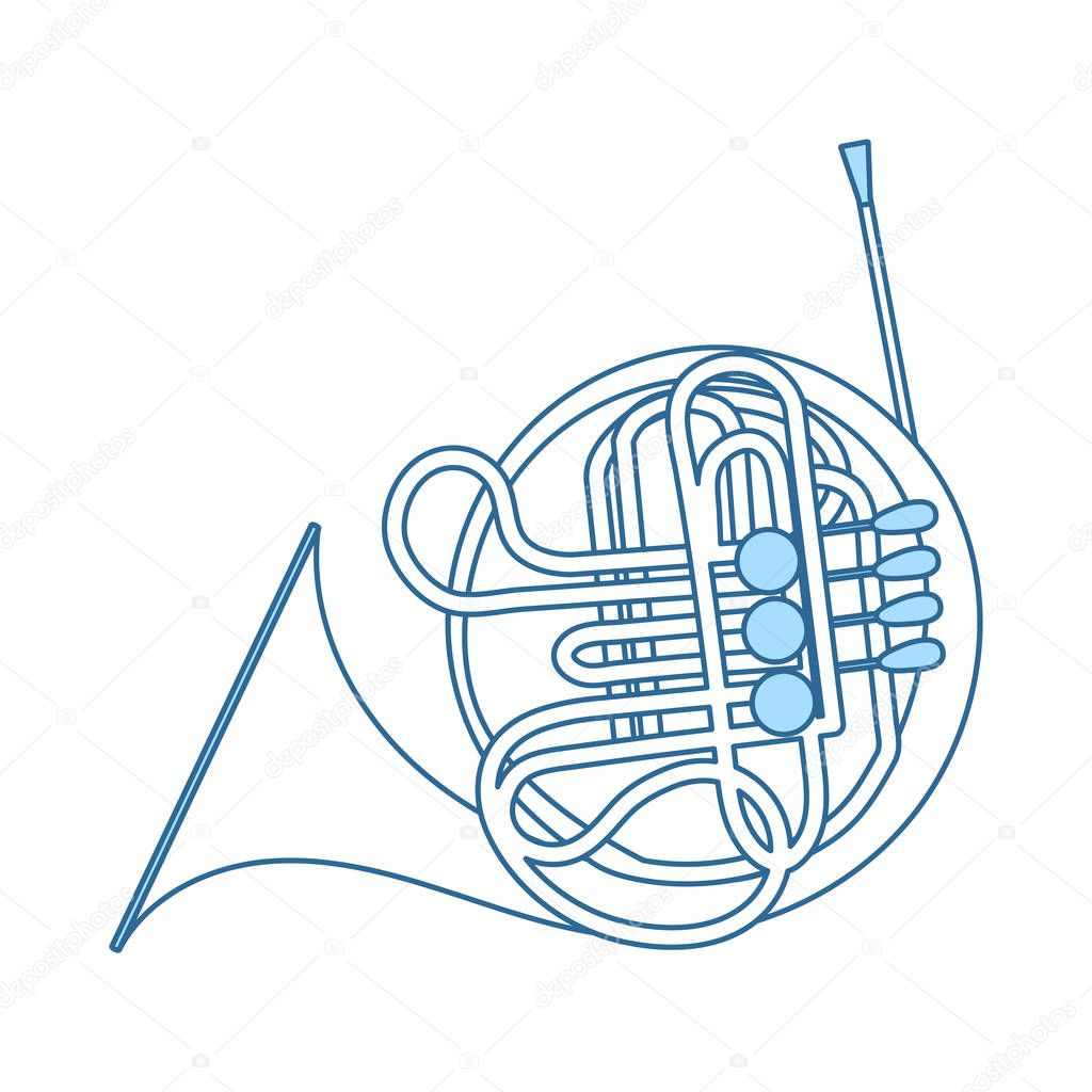 Horn Icon. Thin Line With Blue Fill Design. Vector Illustration.