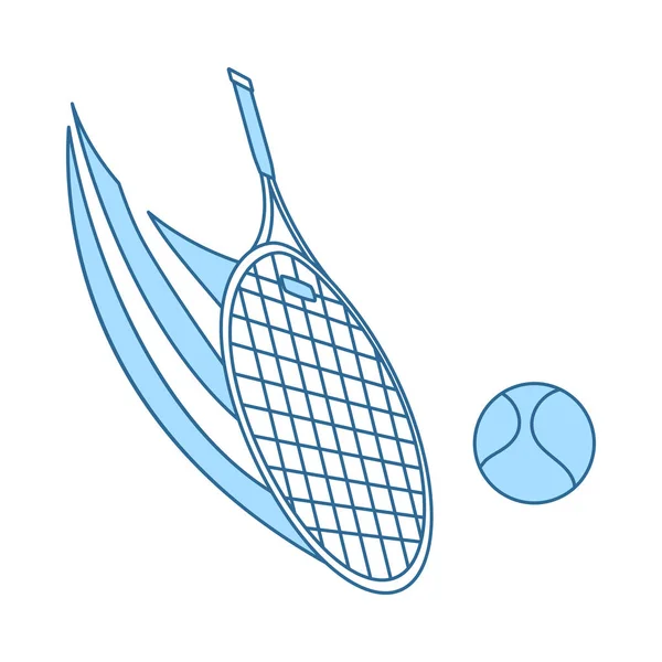 Raqueta de tenis golpeando un icono de pelota — Vector de stock