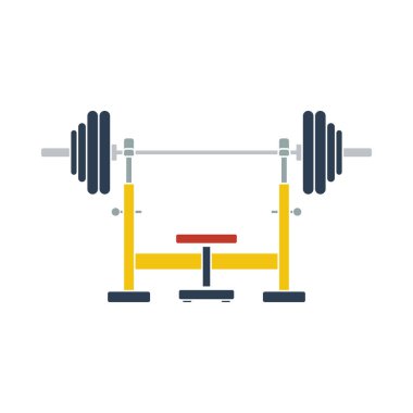 Halterli Benç Simgesi. Düz Renk Tasarımı. Vektör İllüstrasyonu.