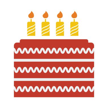 Parti Kek Simgesi. Düz Renk Tasarımı. Vektör İllüstrasyonu.